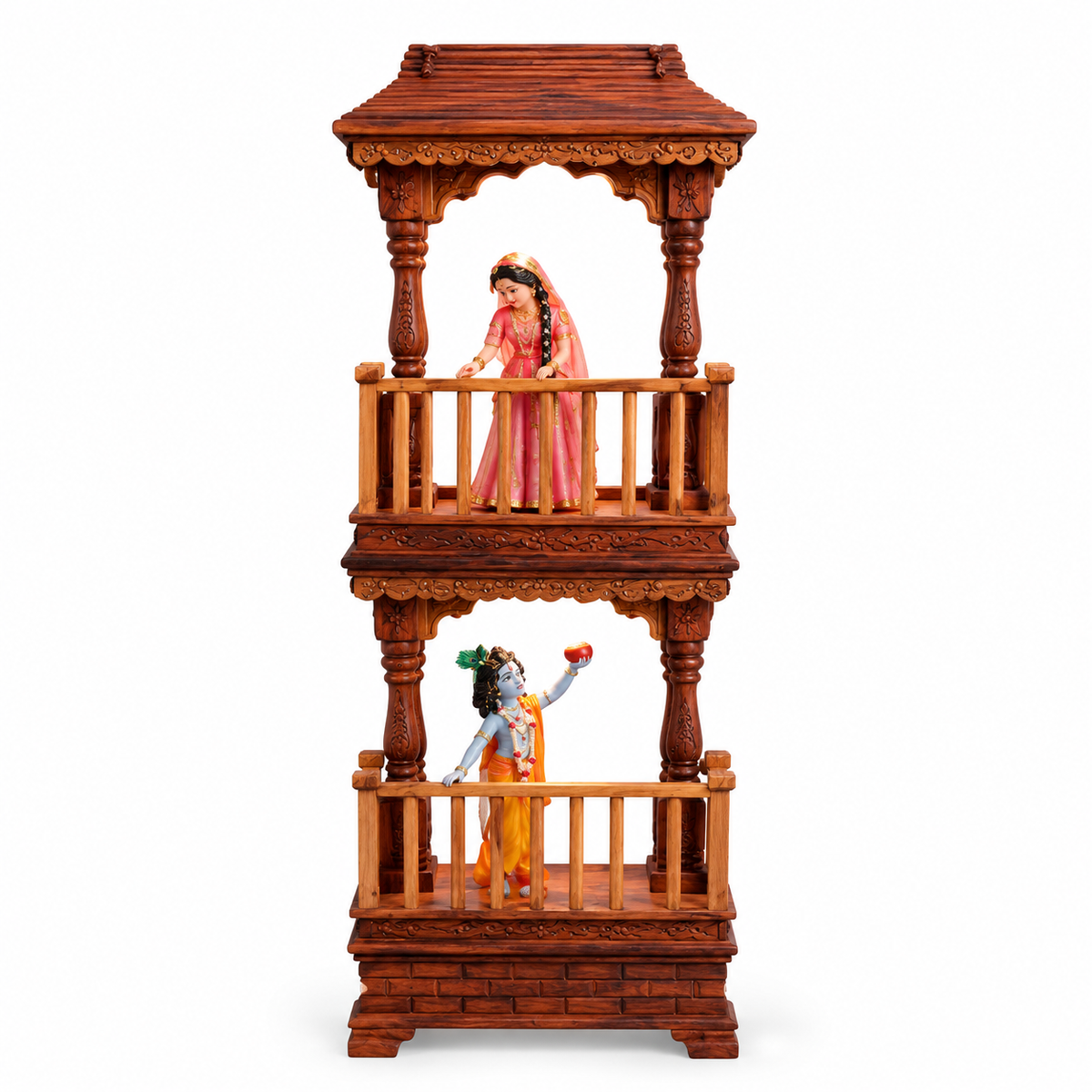 Premium Wooden Laddu Gopal & Radha Rani Mandir Jhula