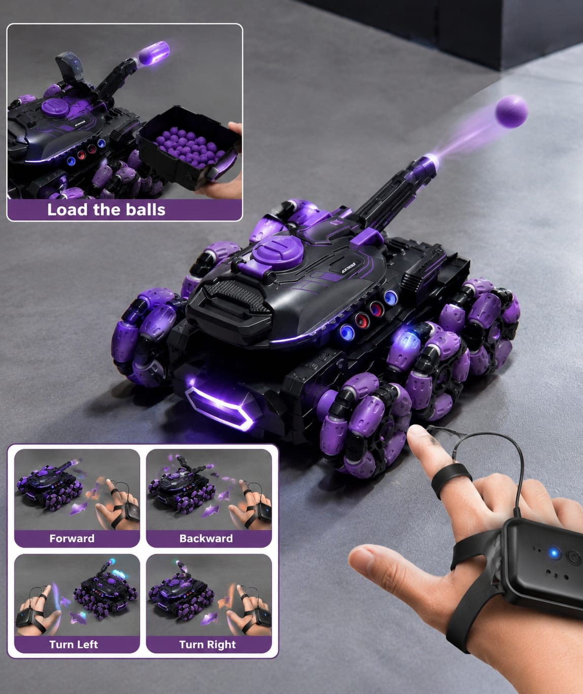 🔥 VELNIVO Gesture Control Stunt Tank 🚀 | 360° Movement + Auto Ball Launcher